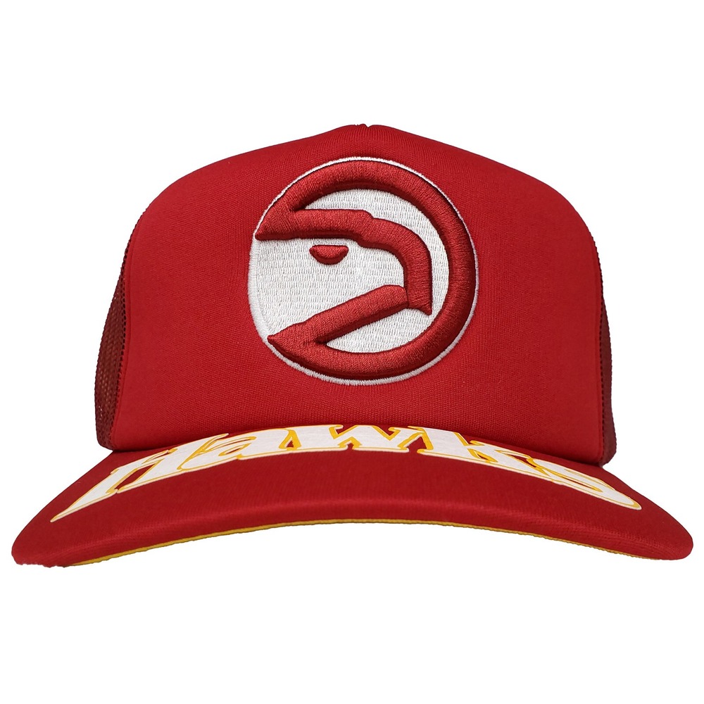 Atlanta Hawks Mitchell & Ness NBA Trucker Hat Cap 3D Logo Bill Logo Red New